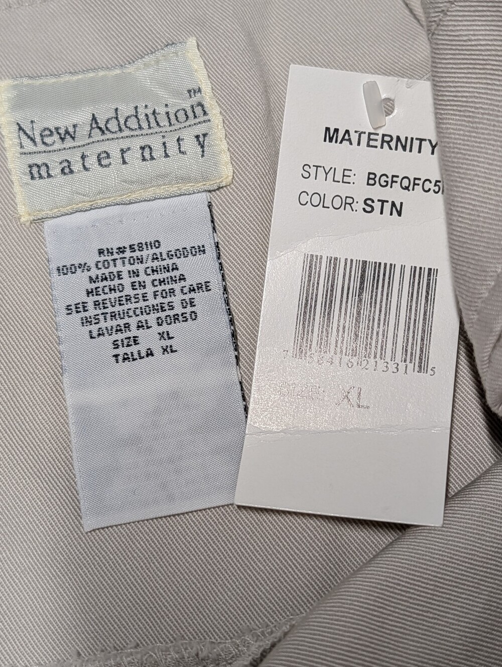 New Addition Maternity Beige Khaki Overall Dress Jumper Adjustable Straps Tie... - Picture 6 of 6